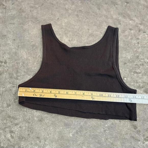 Old Navy chocolate brown cropped lace up top sz large - Picture 8 of 8